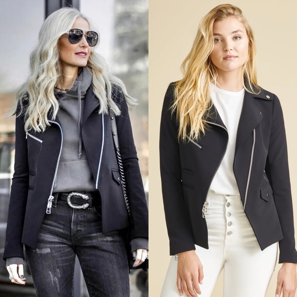 VERONICA BEARD Scuba Hadley Dickey Jacket in Black Sz 12